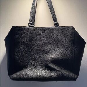 Dagne Dover Allyn Pebbled Leather Large Laptop Tote Briefcase Bag Black EUC